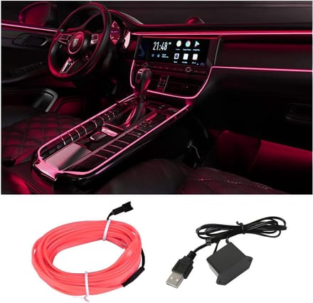 LED-lichtstrip voor het auto-interieur, 500 cm, sfeerverlichting voor de decoratie van het auto-interieur, ter decoratie van de auto (roze)