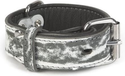 Leren halsband Safari, zwart.