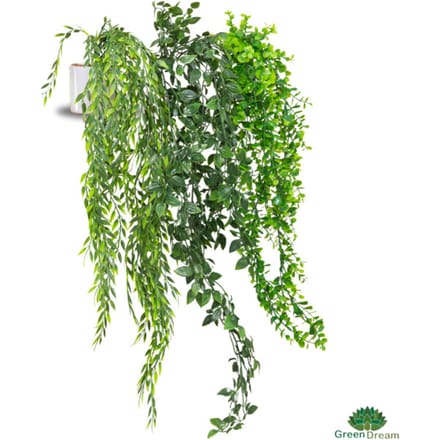 GreenDream ® 3 verschillende hangplanten kunstplanten in pot decoratief -