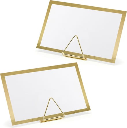 Naamkaartjes/plaatskaarten met houders - Driehoek - Bruiloft - 20x sets - goud
