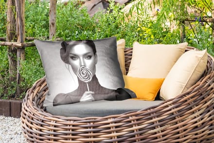 Buitenkussens - Vrouw - Lolly - Zwart - 60x40 cm - Weerbestendig