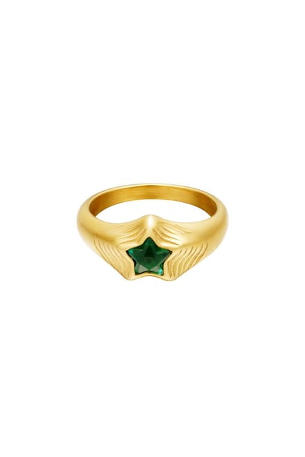 Ring- Ster - Groen & Goud --Maat16