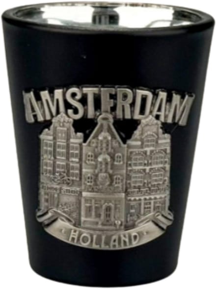 Shotglas - Amsterdam Grachtenhuisjes Metaal - Zwart-Zilver