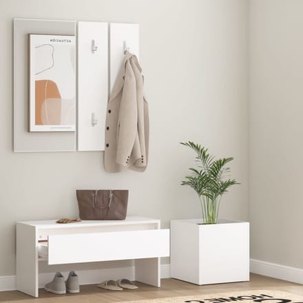 vidaXL - Garderobe - set - bewerkt - hout - wit