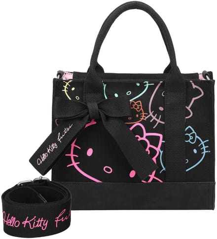 Fritzi aus Preußen Schoudertas Handtas Izzy09 Canvas Hello Kitty Shopper Black Cat Zwart