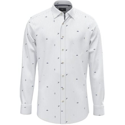 Fynch-Hatton Overhemd Tree Pattern Stripe Navy / male