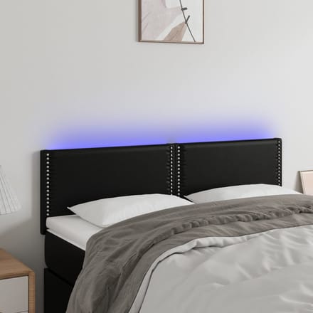 vidaXL - Hoofdbord - LED - 144x5x78/88 - cm - kunstleer - zwart