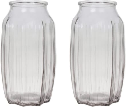 Bellatio Design Bloemenvaas - 2x - helder transparant glas - D12 x H22 cm - vaas