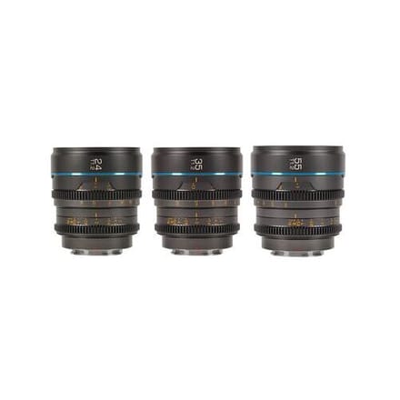 Sirui Night Walker 24+35+55mm T1.2 S35 Cine Lens Set met Koffer  E-mount Metaal grijs