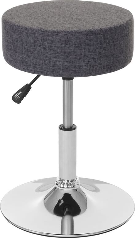 Kruk MCW-C22, kruk make-up kruk, in hoogte verstelbaar Ø 35cm ~ textiel, grijs