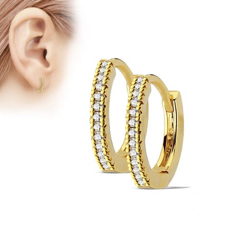 Oorbellen micro gemmed ringetjes 0.8x10 - goud - LMPiercings