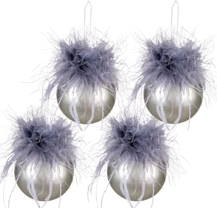 Clayre & Eef Kerstbal Set van 4 Overig Ø 6 cm Grijs Glas Kerstballen