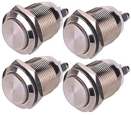 Waterdichte Vergrendeling Drukknop 19mm 5A voor 12V/24V/125V/250V - 4 Stuks