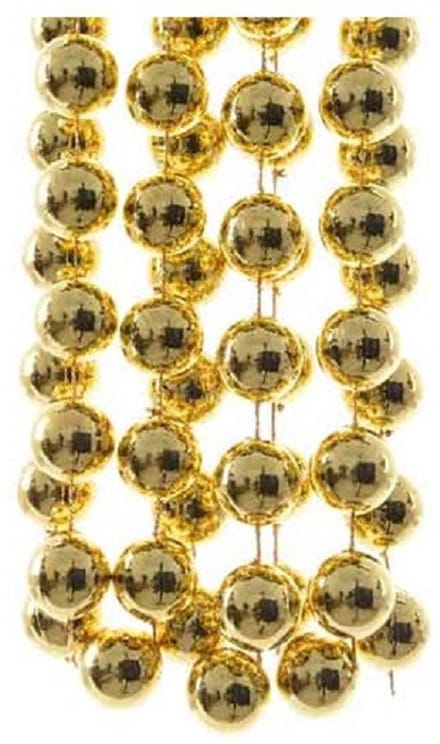 Decoris Kralenslinger XXL - 3x stuks - goud - 270 cm - D2 cm - kunststof - kerstboomversiering