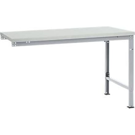 Manuflex AU8061.9006 Werk aanschuiftafel universele speciale met melamine schijf, bxdxh = 1500 x 1000 x 722-1022 mm Aluminium-zilver