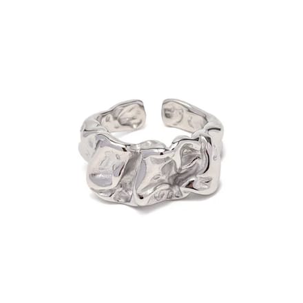 Gehamerde ring - Stainless Steel - Brede Damesring - Zilverkleurig - Statement piece sieraden -