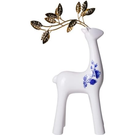 Heinen Delfts Blauw - Rendier groot - Goud - Keramiek - 31 cm