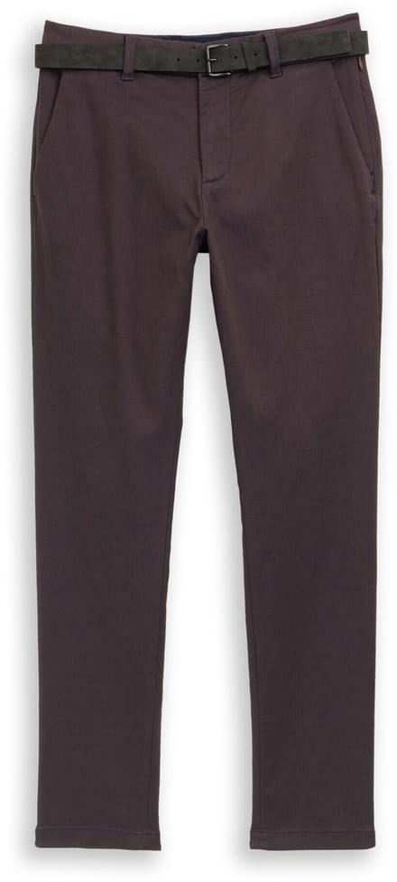 Tom Tailor - TTTRAVIS SLIM chino met riem - Maat 32/32 - brown navy zig zag structure