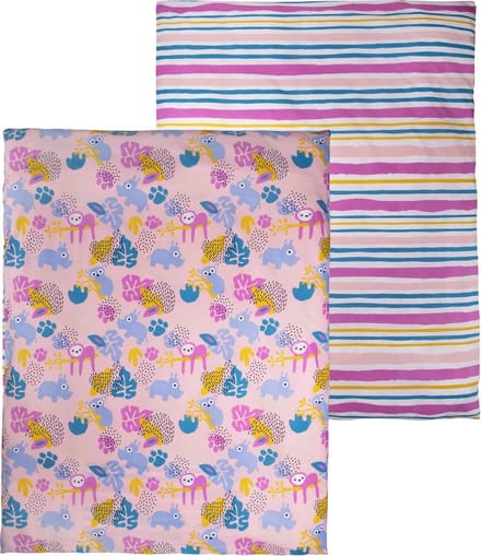 Briljant Baby Dekbedovertrek Jungle Dusk - 120x150 + Sloop 40x60 - Pink
