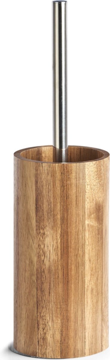 Zeller wc/toiletborstel in houder - acacia hout - H36 cm