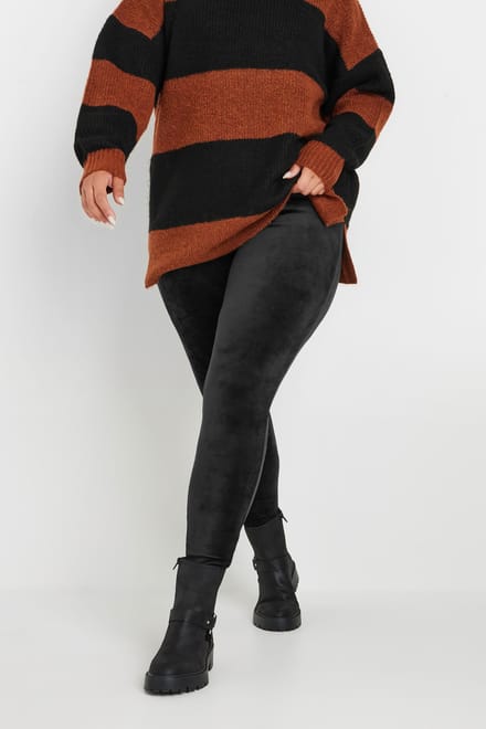 Yours Legging Van Velour In Zwart Size 46