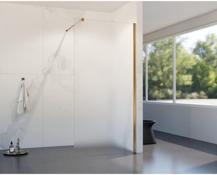 FugaFlow Eccelente Vetro inloopdouche badkamer - 100x200cm - mat glas - wandarm - geborsteld koper