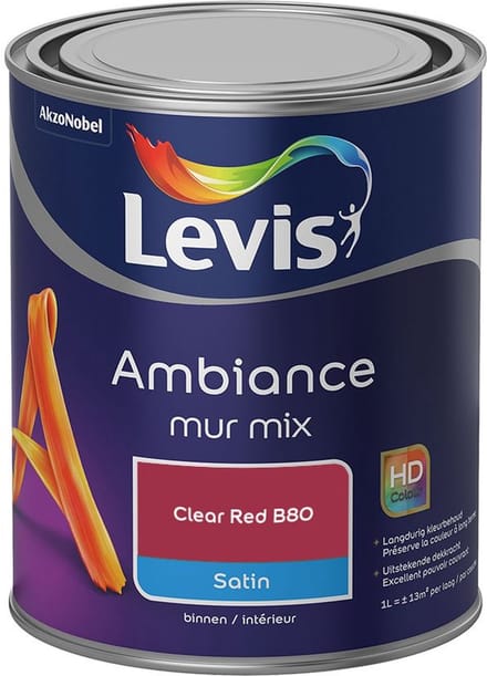 Levis - Ambiance Mur Satin Mix - Clear Red B80 - Mengverf - 1 L