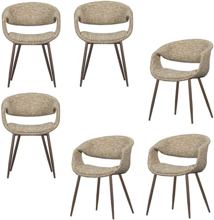 WOOOD Yossi Eetkamerstoelen Met Metalen Koper Poot - Zand - Set van 6