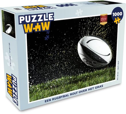 Puzzel Een rugbybal rolt over het gras - Legpuzzel - Puzzel 1000 stukjes volwassenen