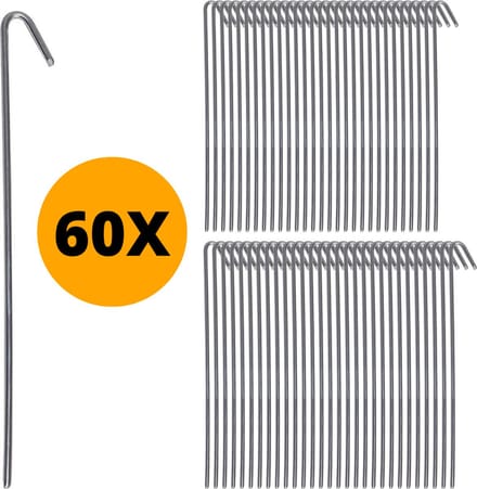 Stormharing Grondpen | 60 Stuks | Ø5 x 230mm / 30mm | Stalen Staaf | Tentharing Metaal