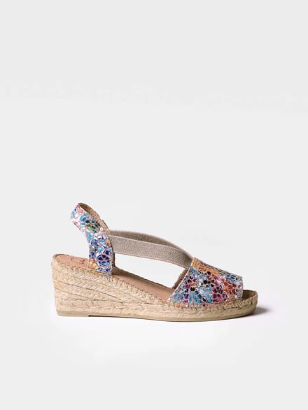 Leren espadrille met middelhoge sleehak en open achterkant | TEIDE-PM