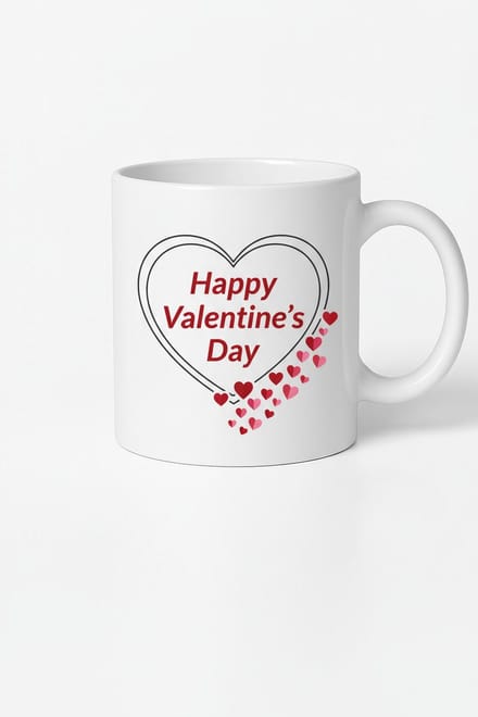 Valentijnsdag Mok Happy Valentine's Day met Hartjes - Liefdes Mok Cadeau