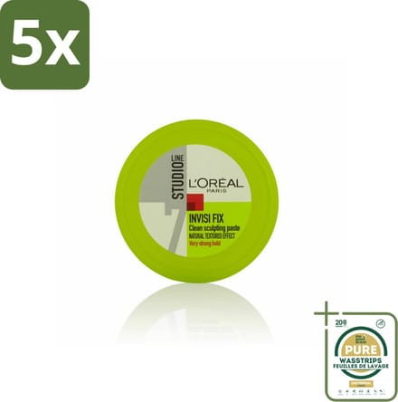 5 x L'Oréal Studio Line Invisi Fix Clean Sculpting Paste 75 ml - Grootverpakking - Gel Paste - Wax Paste - Haar Fixatie - Warrige Look - Gezond Haar