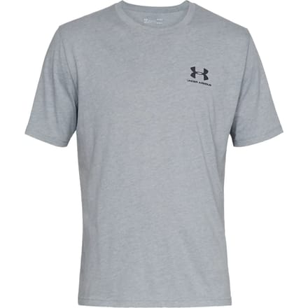 Under Armour UA M SPORTSTYLE LC SS-GRY Heren Sportshirt - Steel Light Heather - Zwart