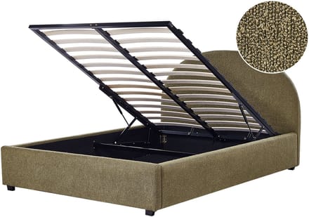 VAUCLUSE - Bed met opbergruimte - Olijfgroen - 140 x 200 cm - Bouclé