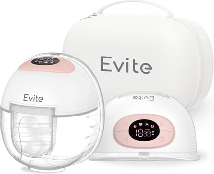Evite Elektrische Draadloze Borstkolf Nova – Handsfree & Draagbaar – BPA-Vrij – Dubbele Borstkolf - Met E-Book – Inclusief Tas - Wit & Roze