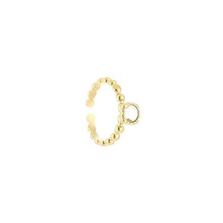 Bijoutheek ring round steen crystal (One Size)