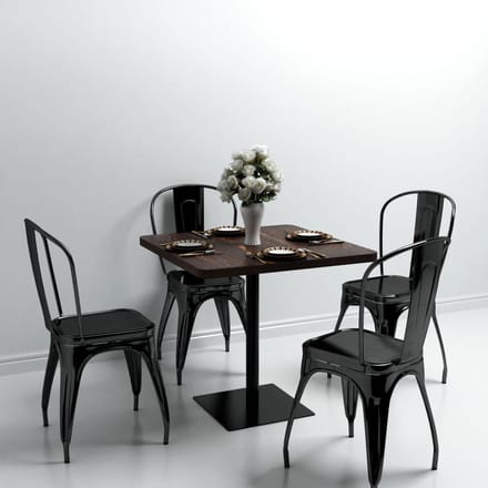 vidaXL - Bistrotafel - vierkant - 80x80x75 - cm - MDF - en - staal - donker - essenkleur