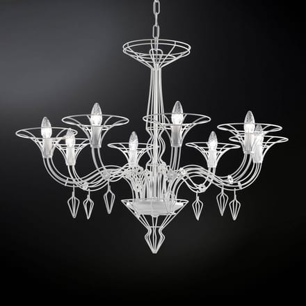 Metallux Kroonluchter Dedalo 8-lamps wit