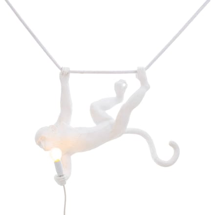 SELETTI LED decoratie-hanglamp Monkey Lamp wit slingerend