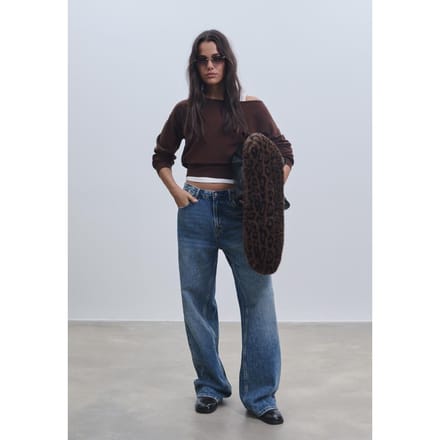 Stradivarius Asymmetrische tricot trui  Bruin M