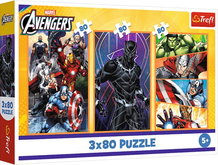 Trefl puzzel Marvel Avengers - 3x80 stukjes - actievolle dagen.
