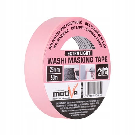 Washi Masking Tape Extra Light Roze 25mm x 50m - Delicaat & Effectief