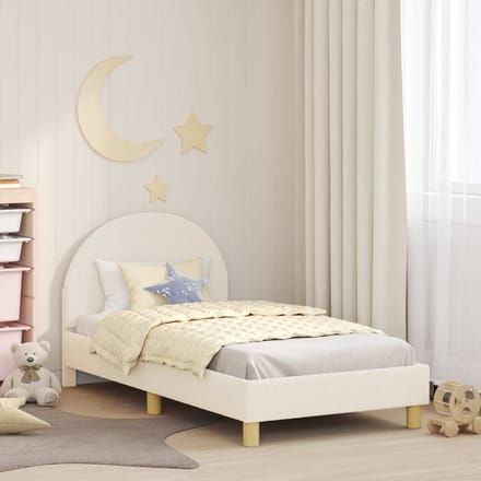 vidaXL - Kinderen - bedframe - met - hoofdboard - Crèmekleurig - 80 - x - 160 - cm