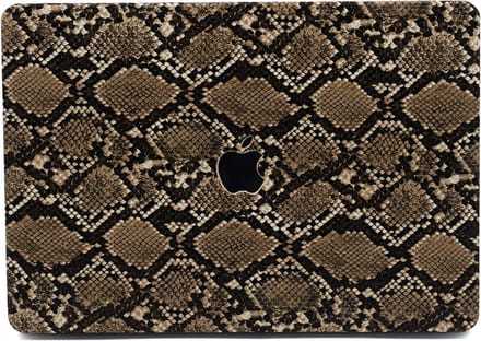 Lunso Geschikt voor MacBook Air 13 inch (2018-2019) cover hoes - case - Snake Pattern Brown