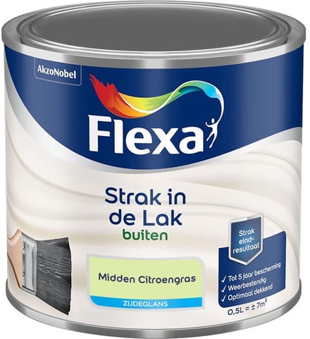 Flexa - Strak In De Lak Buitenlak Zijdeglans - Midden Citroengras - Mengverf - 500 Ml