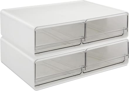 Transparante Lades Make-Up Organizer - Set van 2 Stapelbare Cosmetica-opslag voor Badkamer, Kantoor en Commode
