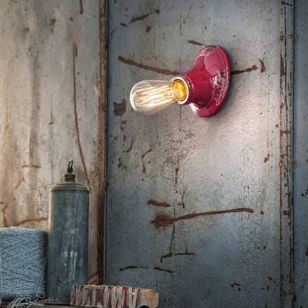 Ferroluce C115 wandlamp in vintage stijl wijnrood