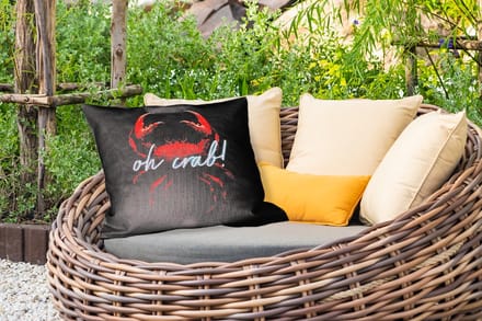 Buitenkussens - Tuin - Krab - Rood - Neon - Quote - 50x30 cm