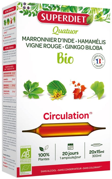 Superdiet Quatuor Circulation Organic 20 Phials